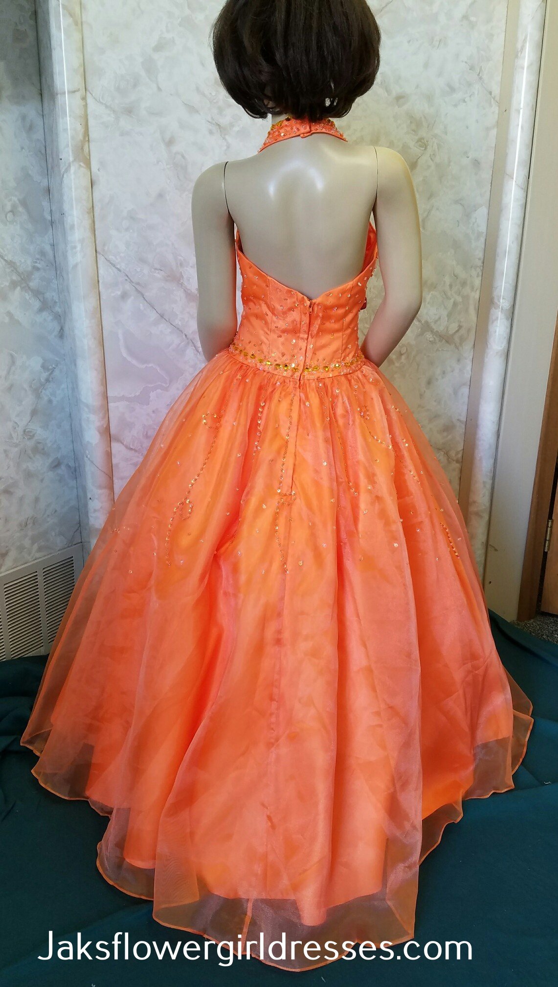 orange pageant dresses for girls 